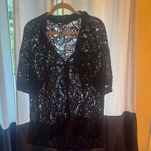 Anthropologie Black Lace Blouse